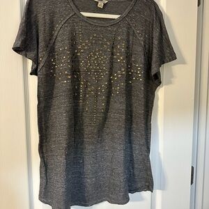 Lucky Brand Charcoal Tee with Gold Accents